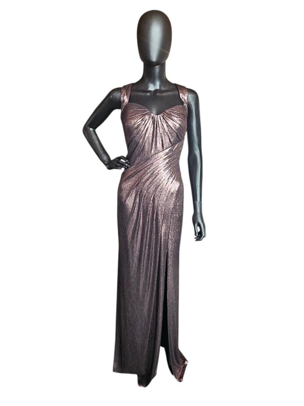 Rose Liquid Gold Drape Halter Formal Dress NWT - Tadashi Shoji